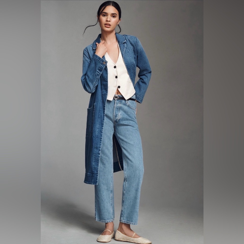 Pilcro long line denim trench. NWT